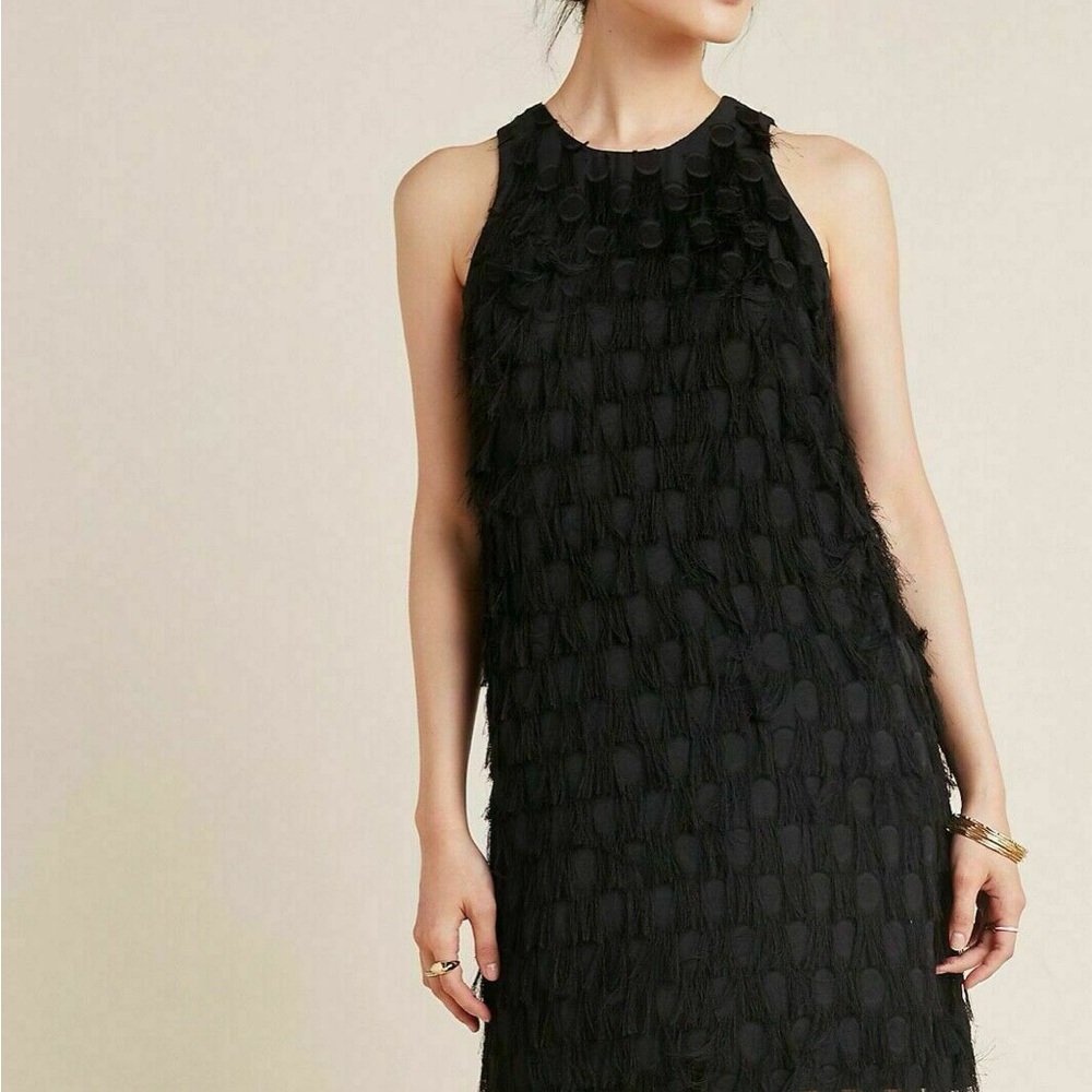 Anthropologie Black Textured Mini Dress